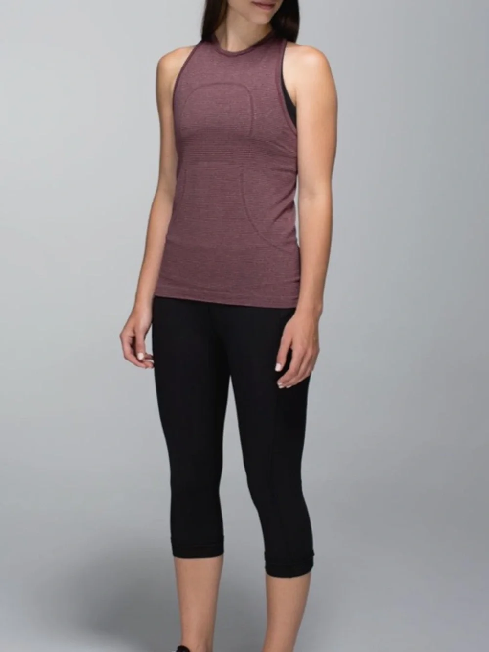 Lululemon Run: Swiftly Tech Tank Tonka Stripe Heathered Bordeaux Size 4